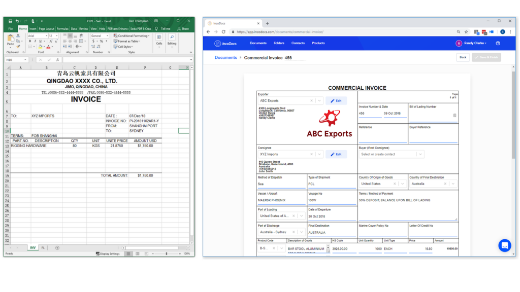 Excel and Word Templates Vs IncoDocs software