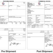A Proforma Invoice and Commercial Invoice template used in trade