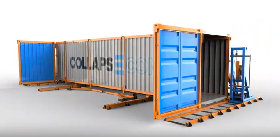 Image of collapsible shipping container design used for global trade.