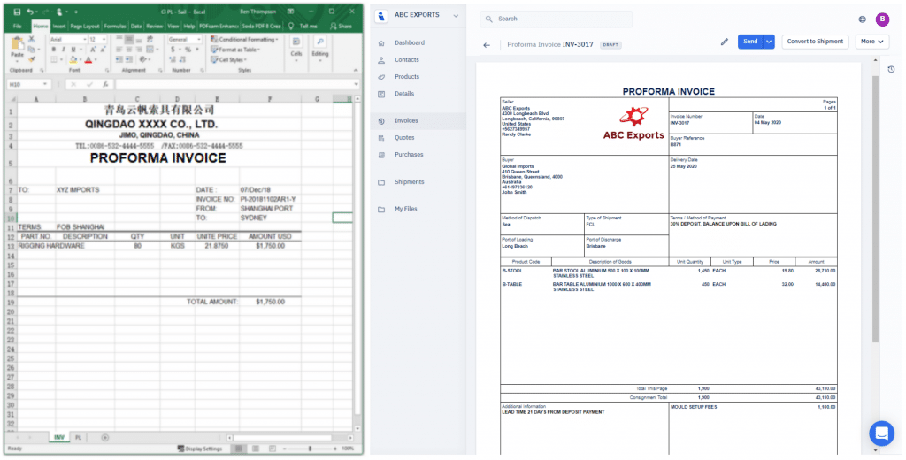 Proforma Invoice Template in Word Excel Format
