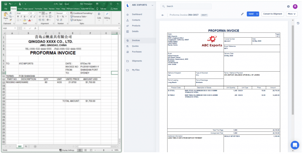 Wholesale proforma invoice form With Recreational Practicality 