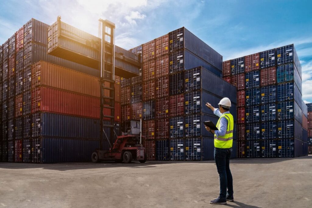 containers weight lifted by a forklift